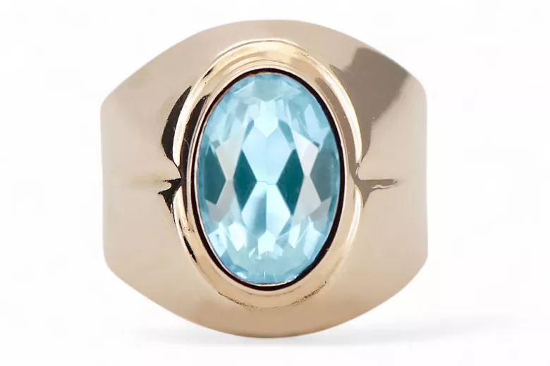 Ring Vintage Aquamarine Style Originálny vintage 14k Produkt s ružovým zlatom VRC296R